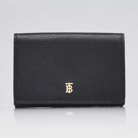 Burberry Black Pebbled Leather Lark TB Compact Wallet - Picture 2 of 11